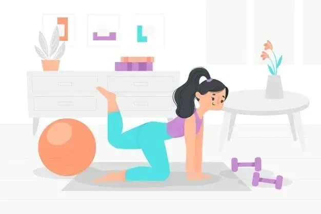 young-woman-training-home-illust
