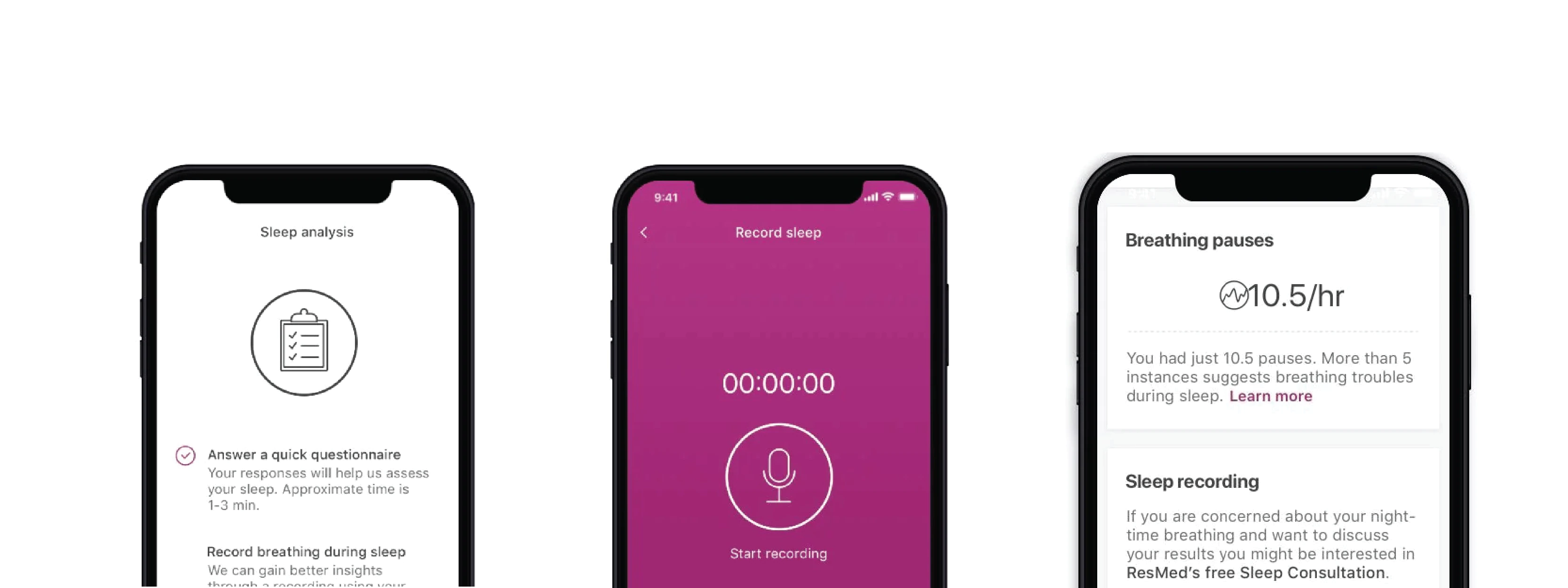myNight app's interface- sleep tracker app